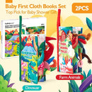 hahaland Baby Books 2PCS - Baby Toys 0-6 Months - Touch & Feel Tummy Time Sensory Soft Books for Babies 0-12 Months, Stroller Travel Toys by TinyTreasures Baby Boutique