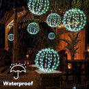 Joomer Solar Hanging Lights Outdoor, 2 Pack 12in 120 LED Solar Globe Lights, 8 Modes Waterproof Foldable Metal Sphere Light with Hook for Garden Yard Porch Decor- White (Ball with Green Leaf) by GreenHaven Gardens