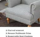 chairus Linen Accent Chair for Living Room Set of 2 Upholstered Mid Century Modern Single Sofa Chair with Solid Wood Legs Comfy Reading Armchair for Bedroom/Office Room/Recption/Lounge, Blue Stripe by CozyNest Decor