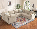 136.4" Oversized Modular Sectional Sofa, U Shaped Convertible Couch with Movable Ottoman, Large 7 Seat Corner Couches for Living Room Deep Seat Beige Chenille by CozyNest Decor