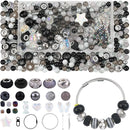 630pcs Beads for Bracelets Making Kit, European Large Hole Beads for Pens, 8mm Round Glass Beads with Charms Spacer Beads for DIY Bracelet Necklace Earring Jewelry Making (Black) by TinyTreasures Baby Boutique