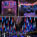 4th of July Decorations Outdoor, Red White and Blue Solar Meteor Shower Lights, 18 Tubes 432 LEDs 4th of July Lights Waterproof, Patriotic Lights String for Independence National Memorial Day Decor by GreenHaven Gardens