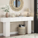 63 Inch Long Console Table for Entryway, Farmhouse Wood Rectangular Sofa Table Behind Couch Table, Narrow Entryway Table for Living Room, Entrance, Hallway, Foyer, Easy Assembly (Classic White) by CozyNest Decor