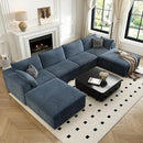 157.5" Cloud Couch Oversized Modular Sectional Sofa for Living Room,Modern Sofa with Deep Seat，U-Shape Boneless Couch with 2 Ottoman,Comfy Upholstered Couches for Apartment, Studio, Office,Blue by CozyNest Decor