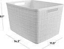 Curver Set of 4 Jute Large Decorative Plastic Organization and Storage Baskets, Perfect Bins for Home Office, Closet Shelves, Kitchen Pantry and All Bedroom Essentials, White by TinyTreasures Baby Boutique