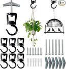 Ceiling Hooks for Hanging Plants (6 PCS Black),Heavy Duty Metal Plant Hooks, Screw in Hooks for Hanging Birdfeeders, Lamps, Planters, Outdoor Decorative Hooks up to 33 lbs by GreenHaven Gardens