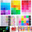 5 Boxes Bracelet Making Kit Pony Beads, 6x9mm Kandi Rave Beads & Hair Beads Set with UV Color Changing, Glow-in-Dark, Chrome & Alphabet Letters for Friendship Jewelry DIY Crafts by TinyTreasures Baby Boutique