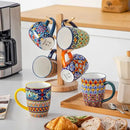 vancasso 16 oz Coffee Mugs Set of 6, Large Ceramic Mug with Handle, Boho Coffee Cups for Latte, Cappuccino & Hot Chocolate, Dishwasher & Microwave Safe Gift Set, Series SIMI by CozyNest Decor