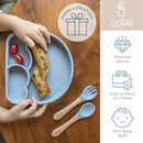 All In One Silicone Feeding Set - Safe for 6-12 Months - Non-Toxic Baby Led Weaning Supplies - Toddler Self Feeding Utensils - BPA-Free - Mess Free Essentials by TinyTreasures Baby Boutique