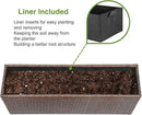 LEWIS&WAYNE Large Rectangular Block Planter Box Handmade Wicker Tall Planters for Outdoor Plants with Removable Liners Modern Planter for Indoor Outdoor Patio Deck - Brown, 36''x12''x16'' by GreenHaven Gardens