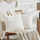 Fancy Homi 2 Packs Cream White Decorative Throw Pillow Covers 16x16 Inch for Living Room Couch Bed Sofa, Rustic Farmhouse Boho Home Decor, Soft Corss Patchwork Corduroy Textured Cushion Case 40x40 cm by CozyNest Decor