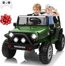 24V 4WD Ride on Truck Car w/800W Motors, Gift Flower, Remote Control, 2 Seaters, Light Bar, 3 Speeds, Pop Music, Power Four Wheels, 24 Volt Ride on Toy Car for Big Kids, Green by TinyTreasures Baby Boutique