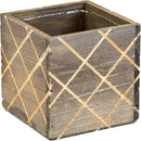Wood Planter Box with Diamond Cross Hatch Style, 5 Inch Square, Rustic Barn Wood, Plastic Liner, Wedding Flowers Holder, Home and Venue Decor (5x5 Diamond Cross Hatch Set of 4, Natural) by GreenHaven Gardens