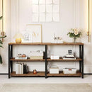 LVB Rustic Console Table, Industrial Wood Metal Sofa Table Behind Couch, Farmhouse Long Entryway Table with Storage Shelf, Large Wooden Foyer Hallway Table for Entry Living Room, Rustic Brown, 63 Inch by CozyNest Decor
