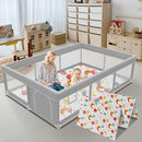 74x50 Inch Baby Playpen with Mat, Playpen with Cute Mat for Babies and Toddlers Play Pen Playards Safety Gate Fence Active Center Indoor by TinyTreasures Baby Boutique