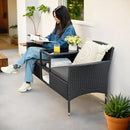 Flamaker Outdoor Furniture Patio Loveseat Wicker 2-Seat with Built-in Table and Cushions Rattan Porch Chairs Bench for Balcony, Lawn, Backyard (Grey) by CozyNest Decor