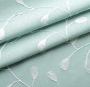 MIUCO Floral Embroidered Semi Sheer Curtains Faux Linen Grommet Window Panel Pair for Kitchen 52 x 63 Inch, Subtle Green by CozyNest Decor
