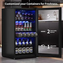Beverage Fridge, 130 Can Mini Fridge With Glass Door, Beverage Cooler Refrigerator, Wine Drink Beer Cooler, Adjustable Shelves & Digital Temperature Display by CozyNest Decor