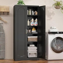 71" Tall Metal Pantry Cabinet with 4 Adjustable Shelves and Gold Handles Heavy-Duty Steel Storage for Kitchen, Dining Room or Office by CozyNest Decor