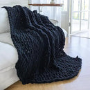 Chunky Knit Blanket - Luxury Soft Cozy 60 * 80 Throw Blanket,100% Woven Blanket Rope Knot Throw Blanket for Couch, Sofa, Home Decor, Gift - Machine Washable(Black) by CozyNest Decor