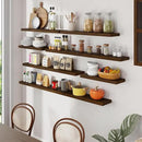 Floating Shelves 55 Inches Long - 8 Inch Deep Rustic Solid Pine Wood for Storage - Farmhouse Wall Mounted for Living Room - Heavy-Duty Metal Bracket - 55" W x 8" D - American Walnut Color by CozyNest Decor