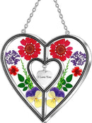 KY&BOSAM Heart Suncatchers I Love You Stained Glass Hangings for Windows Suncatcher Birthday Gifts for Women Mothers Valentine`s Day Real Flower Glass & Metal Maker for Christmas Party Home Decor by GreenHaven Gardens