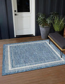 Unique Loom Outdoor Border Collection Area Rug - Soft Border (10' Square Blue/Ivory) by GreenHaven Gardens