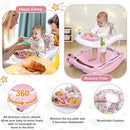 Foldable Baby 5-in-1 Activity Walker - Rocker, Activity Center, Bouncer, Seat Walker, Push Walker - Adjustable Speed Rear Wheels and Height Toys Ages 6-18 Months… (Pink) by TinyTreasures Baby Boutique