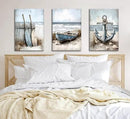 3Pcs Coastal Beach Canvas Wall Art Sailboat Paddle And Anchor Paintings Pictures Wall Decor Nautical Posters Prints Artwork Suitable for Living Room Bedroom Home Office Corridor Home Decroation by CozyNest Decor
