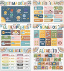 Spanish Educational Preschool Placemats Set of 6 Boho Plastic Table Mats Toddler Children Montessori Place Mats for Kids Washable Vinyl Holiday Table Decoration for Indoor Outdoor Party Kitchen Dining by CozyNest Decor