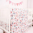 CaSaJa Baby 3-Piece Crib Bedding Set for Boys Girls, Including Soft Quilted Comforter(Blanket), Fitted Crib Sheet and Skirt, Soft Nursery Bedding Set Made of Silky Comfy Materials, Petals Flying by TinyTreasures Baby Boutique