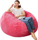 3.5FT Bean Bag Chairs Teardrop Bean Bag Chair for Adults Beanbag Chair with Memory Foam Filled Machine Washable Cover for Living Room, Bedroom (Large,Pink) by TinyTreasures Baby Boutique