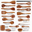 Zulay Kitchen 30-Piece Teak Wooden Utensils - Natural Teak Cooking Utensils with Premium Gift Box - Non-Stick Wooden Spoons - Kitchen Gift Set - Comfortable Grip by CozyNest Decor