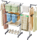 Kitstorack Clothes Drying Rack - Foldable Movable Clothes Rack Drying 30.0" W to 59.0" W Extensible Drying Rack Clothing Oversized 4-Tier Stainless Steel Large Clothes Rack Drying Indoor and Outdoor by TinyTreasures Baby Boutique