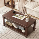 Farmhouse Coffee Tables for Living Room,Square Living Room Tables with Open Storage Shelf,Large Modern Coffee Table,Rustic Brown Center Table,Walnut by CozyNest Decor