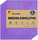 Swedish Dishcloths for Kitchen | 6 Pack Absorbent Cellulose Sponge Cloths Washable | Non-Scratch Reusable Paper Towels Quick Drying Cleaning Cloths - Purple