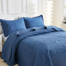 MarCielo 3-Piece 100% Cotton Oversized Bedspread Lightweight Quilt Coverlet Embroidery Farmhouse Bedding Set T0 (Midtone Blue, Oversized Queen (100"x106")) by CozyNest Decor