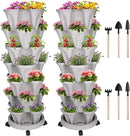 Vertical Planter 7 Tier Stackable Planters Garden Planters Strawberry Herb Flower and Vegetable Planter Indoor Outdoor Gardening Pots with Removable Wheels and Tools 2-Pack by CozyNest Decor