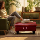 Ottoman Rectangular Storage Ottoman Bench, Faux Leather Footrest, Coffee Table, Stool Footstool with Hinged Lid for Living Room, Bedroom, Entryway, Red, 28.5"x19"x17.5" by CozyNest Decor