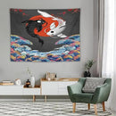 Houselerax Japanese Koi Fish Tapestries, Yin Yang Big Wave Cherry Blossom Tapestry Wall Hanging for Bedroom Living Room Office Decor 80"x60" by CozyNest Decor