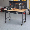 48'' Adjustable Workbench, Heavy Duty Workbench with Drawer and Backplate, 2000 LBS Capacity Work Table with Power Outlet and Lockable Wheels, Suitable for Office, Garage, Workshop by GreenHaven Gardens