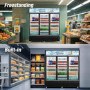 Commercial Beverage Refrigerator, 75" W 60 Cu. Ft. Commercial Drink Fridge, Display Refrigerator with 3 Glass Door, Commercial Display Fridge with 12 Adjustable Shelves, for Shop, Restaurant, Bar by CozyNest Decor