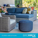 BIRDROCK HOME Outdoor Pouf Ottoman | Hand Woven Waterproof Foot Stool with Bead Bag Filling | Boho Foot Rest for Patio, Living Room, Porch & Outdoor Seating | Lightweight, Soft Stuffed Chair | Navy by CozyNest Decor