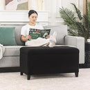 Asense Storage Ottoman Bench, Tufted Fabric Upholstered End of Bed Bench with Safety Hinge Wooden Legs, for Entryway Bedroom (Cotton and Linen Black, 33.3") by CozyNest Decor