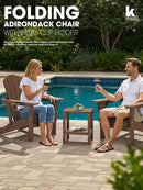 KINGYES Folding Adirondack Chair with Dual Cup Holders - HDPE All-Weather Outdoor Chairs, Brown by GreenHaven Gardens
