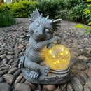 Garden Dragon Figurine Solar Powered Outdoor Cute Dragon with Hold Glowing Glass Ball Resin Sculpture for Porch Patio Lawn Farm Yard Home Decoration Gift for Women Housewarming by CozyNest Decor
