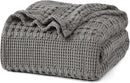 PHF 100% Cotton Waffle Weave Blanket Twin Size, Soft Lightweight Breathable Cozy Summer Blankets for Bed, Luxury Aesthetic Woven Bedding for Home Decor, 66"x90", Dark Grey by CozyNest Decor