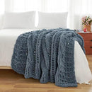 Esterra Chunky Knit Blanket Throw 50"x60", 100% Hand Knitted Chenille Throw Blanket, Cozy Soft Thick Cable Knit Throw Large Rope Knot Crochet Throw Blanket for Sofa Couch Bed, Blue Mirage by CozyNest Decor