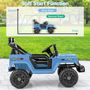 Costzon 12V Kids Ride on Truck Car, Electric Vehicle w/Remote Control, Threaded Wheels, 3 Speeds, LED Lights, Music, Horn & Wireless Connection, Battery Powered Ride on Toy for Boys & Girls 3+ (Blue) by TinyTreasures Baby Boutique