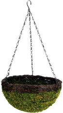 SuperMoss (29319 MossWeave Hanging Basket | Outdoor Hanging Planter with Moss | Decorative Plant Hanger for Porch, Balcony, Garden & Home Décor, Round with Wicker Rim, Set of 3 (S/M/L), Green by GreenHaven Gardens